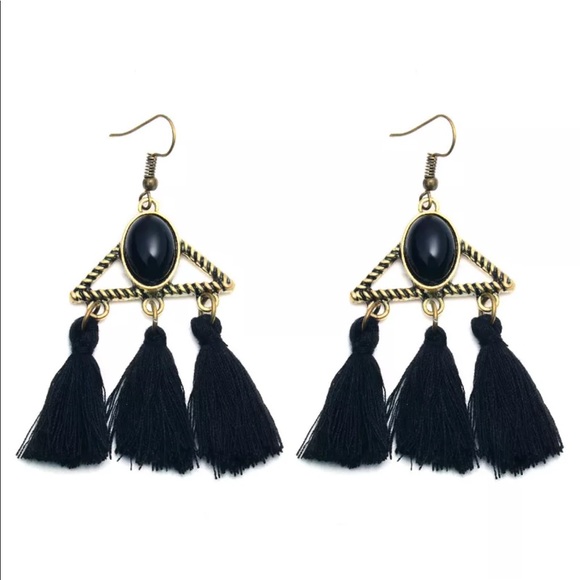 Jewelry - ✨Boho Triangle Stone & Tassle Earrings✨